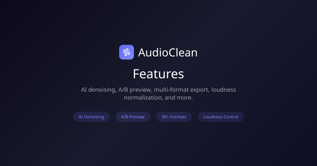 Features - AI Audio Noise Reduction | AudioClean